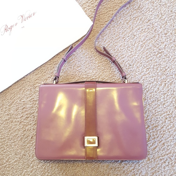Roger Vivier Handbags - NWOT Roger Vivier Handbag Burgundy Patent Leather Luxury Designer Purple Handbag